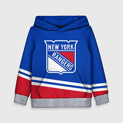 Толстовка-худи детская New York Rangers Нью Йорк Рейнджерс, цвет: 3D-меланж