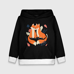 Толстовка-худи детская Лисы Animal love, цвет: 3D-белый