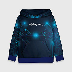 Толстовка-худи детская Cyberpunk Неоновая микросхема, цвет: 3D-синий