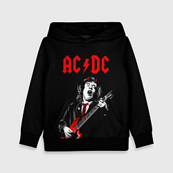 Толстовка-худи детская AC DC Ангус Янг гитарист, цвет: 3D-черный