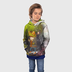 Толстовка-худи детская Лягушка хулиган Frog hooligan, цвет: 3D-синий — фото 2