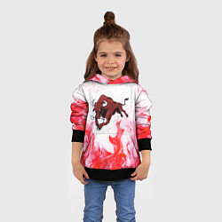 Толстовка-худи детская Бык на красном огне, цвет: 3D-черный — фото 2