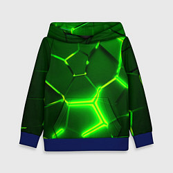 Толстовка-худи детская 3D ПЛИТЫ НЕОН NEON GREEN HEXAGON РАЗЛОМ, цвет: 3D-синий