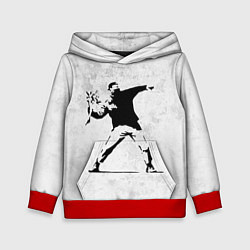 Толстовка-худи детская BANKSY БУНТ RIOT БЭНКСИ, цвет: 3D-красный