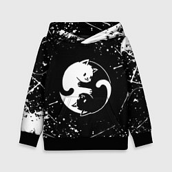 Толстовка-худи детская ИНЬ ЯНЬ КОТИКИ БРЫЗГИ И НИЧЕГО ЛИШНЕГО, цвет: 3D-черный