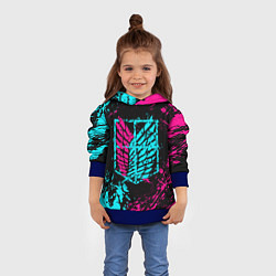 Толстовка-худи детская НЕОНОВЫЙ АТАКА ТИТАНОВ БРЫЗГИ КРАСОК, цвет: 3D-синий — фото 2