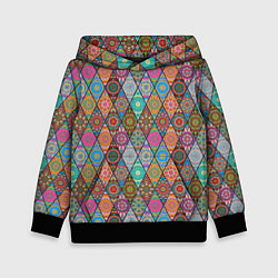 Толстовка-худи детская Мандалы Текстура, цвет: 3D-черный