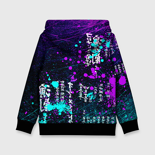 Детская толстовка Неоновый Японский Самурай Neon Samurai Skull / 3D-Черный – фото 2