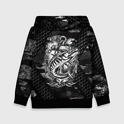 Толстовка-худи детская Рыба и якорь, цвет: 3D-черный