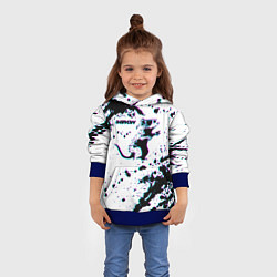 Толстовка-худи детская BANKSY БЭНКСИ крыса в очках глитч, цвет: 3D-синий — фото 2