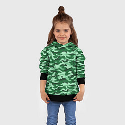 Толстовка-худи детская Зеленый монохромный камуфляж, цвет: 3D-черный — фото 2