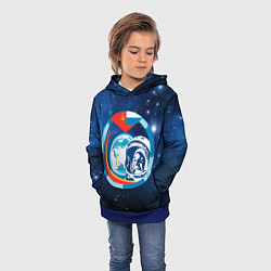 Толстовка-худи детская Первый Космонавт Юрий Гагарин 3D 3, цвет: 3D-синий — фото 2