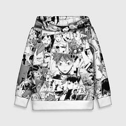 Толстовка-худи детская Волейбол!! pattern, цвет: 3D-белый