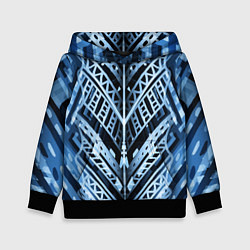 Толстовка-худи детская Неоновый узор Абстракция Голубой и синий цвет на ч, цвет: 3D-черный