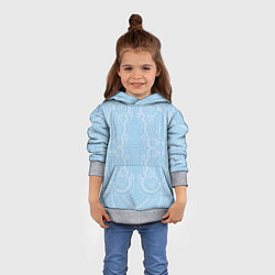 Толстовка-худи детская Вязаный светлый узор, абстракция Нежный голубой цв, цвет: 3D-меланж — фото 2