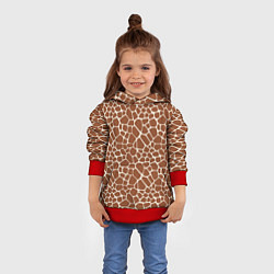 Толстовка-худи детская Шкура Жирафа - Giraffe, цвет: 3D-красный — фото 2