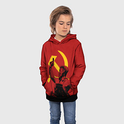 Толстовка-худи детская За родину: Серп и молот, цвет: 3D-черный — фото 2