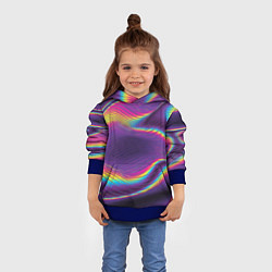 Толстовка-худи детская Neon fashion pattern Wave, цвет: 3D-синий — фото 2