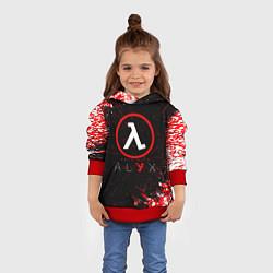 Толстовка-худи детская Half-life брызги, цвет: 3D-красный — фото 2