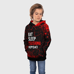 Толстовка-худи детская Eat Sleep Tsushima Repeat - Краска, цвет: 3D-черный — фото 2
