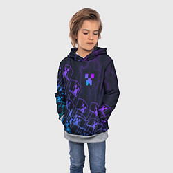 Толстовка-худи детская Minecraft CREEPER NEON, цвет: 3D-меланж — фото 2