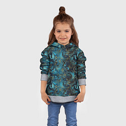 Толстовка-худи детская Blue Abstract Узоры, цвет: 3D-меланж — фото 2