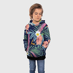 Толстовка-худи детская Цветы Гибискусы, цвет: 3D-черный — фото 2