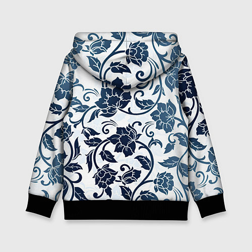 Детская толстовка Гжелевые цветы / 3D-Черный – фото 2