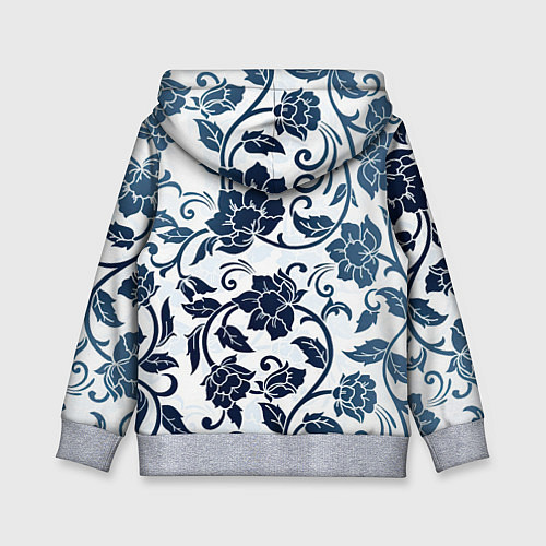 Детская толстовка Гжелевые цветы / 3D-Меланж – фото 2