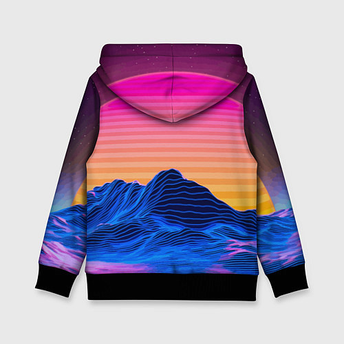 Детская толстовка Vaporwave Mountains Психоделика Неон / 3D-Черный – фото 2