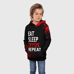 Толстовка-худи детская Eat Sleep Crysis Repeat Краска, цвет: 3D-черный — фото 2