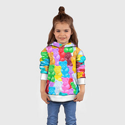 Толстовка-худи детская Мармеладные мишки разноцветные, цвет: 3D-белый — фото 2