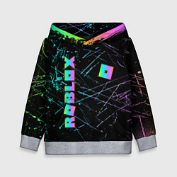 Толстовка-худи детская ROBLOX неоновый логотип, цвет: 3D-меланж