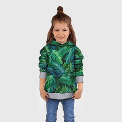 Толстовка-худи детская Green plants pattern, цвет: 3D-меланж — фото 2