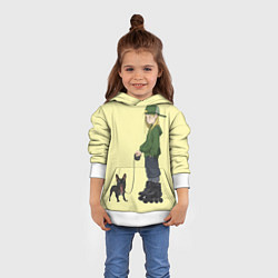 Толстовка-худи детская Девочка и собака-улыбака, цвет: 3D-белый — фото 2