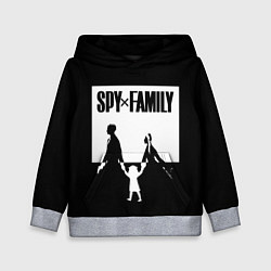 Толстовка-худи детская Spy x Family: Семья шпиона черно-белая, цвет: 3D-меланж