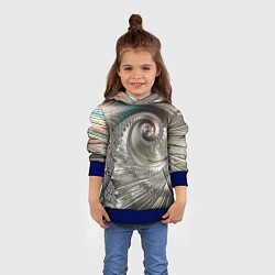 Толстовка-худи детская Fractal pattern Spiral Серебристый фрактал спираль, цвет: 3D-синий — фото 2