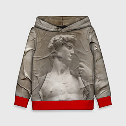 Толстовка-худи детская Микеланджело Буонарроти Давид Пост-арт Michelangel, цвет: 3D-красный