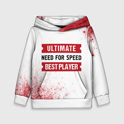 Толстовка-худи детская Need for Speed таблички Ultimate и Best Player, цвет: 3D-белый