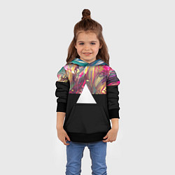 Толстовка-худи детская Цветы и треугольник, цвет: 3D-черный — фото 2