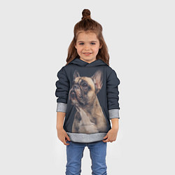 Толстовка-худи детская Голова французского бульдога, цвет: 3D-меланж — фото 2
