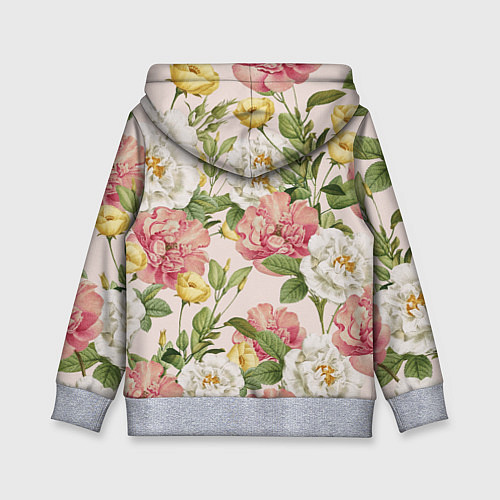 Детская толстовка Цветы Английские Розы / 3D-Меланж – фото 2