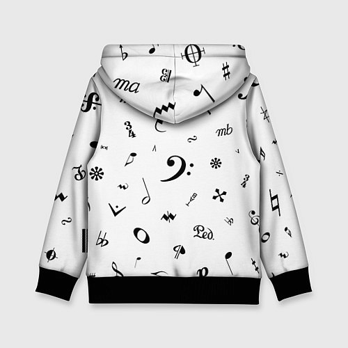 Детская толстовка Нотные Знаки Черные на Белом / 3D-Черный – фото 2