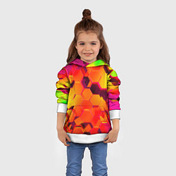 Толстовка-худи детская НЕОНОВЫЕ ГРАДИЕНТНЫЕ 3D гексаэдры, цвет: 3D-белый — фото 2
