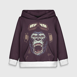 Толстовка-худи детская Орущая горилла, цвет: 3D-белый