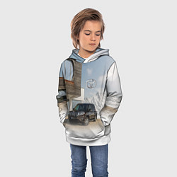 Толстовка-худи детская Тoyota Land Cruiser Prado у горного коттеджа Mount, цвет: 3D-белый — фото 2