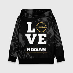 Толстовка-худи детская Nissan Love Classic со следами шин на фоне, цвет: 3D-черный
