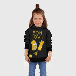 Толстовка-худи детская Bon Jovi Гомер Симпсон Рокер, цвет: 3D-черный — фото 2