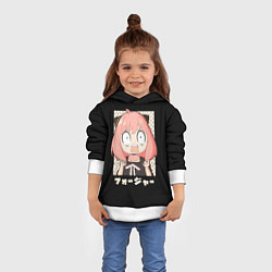 Толстовка-худи детская Anya Forger Иероглифы, цвет: 3D-белый — фото 2