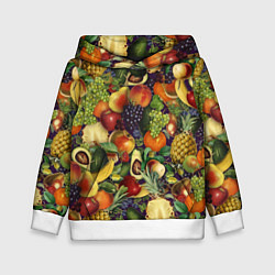 Толстовка-худи детская Вкусные Летние Фрукты, цвет: 3D-белый